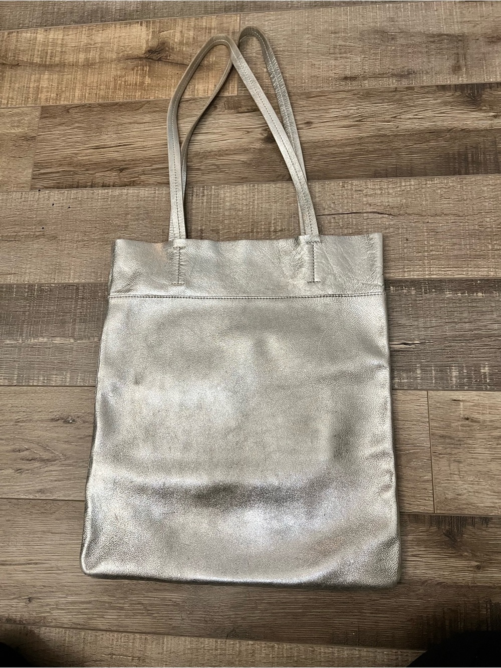 Madewell Metallic Silver Leather Tote